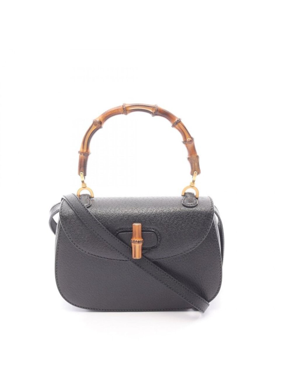 Gucci Handbag Bamboo Black Leather 2-Way